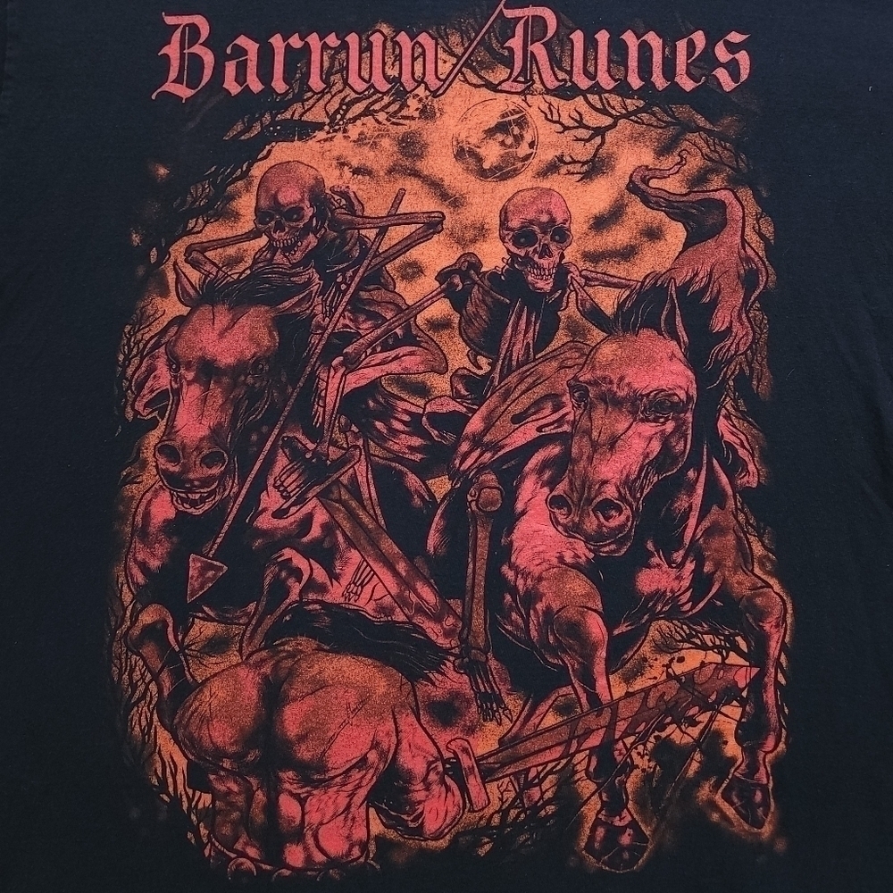 Rock Band Barrun Runes Skeleton Horse Goth Shirt sz XL - Picture 4 of 5